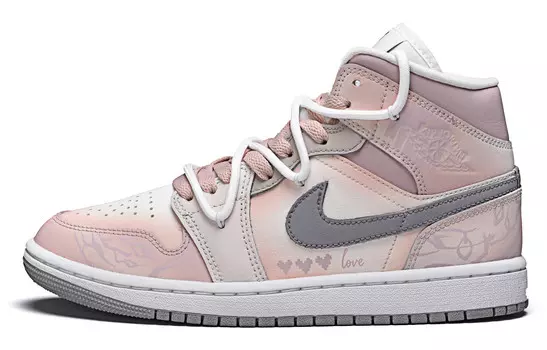 Кроссовки Air Jordan 1 Vintage Basketball Shoes Women's High-top Pink, розовый