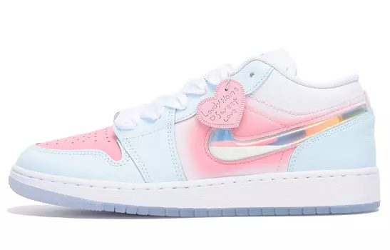 Кроссовки Air Jordan 1 Vintage Basketball Shoes Women's Low-top Blue/pink/white, розовый