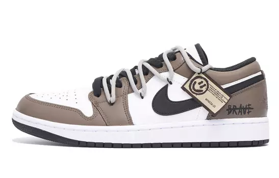 Кроссовки Air Jordan 1 Vintage Basketball Shoes Men Low-top Brown/black/white, цвет Coffee