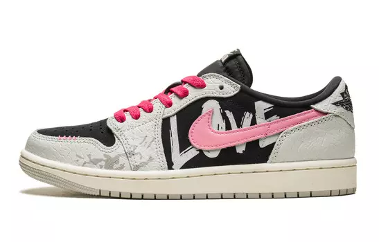 Кроссовки Air Jordan 1 Vintage Basketball Shoes Women's Low-top Pink/black/gray, черный