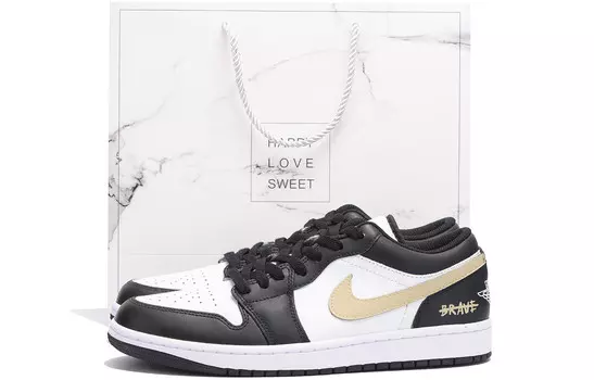 Кроссовки Air Jordan 1 Vintage Basketball Shoes Men Low-top Brown, черный/коричневый