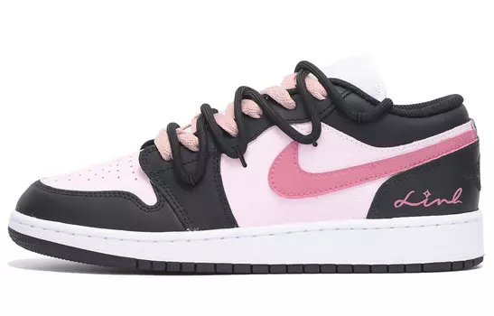 Кроссовки Air Jordan 1 Vintage Basketball Shoes Women's Low-top Black/pink, черный/розовый