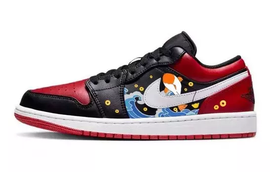 Кроссовки Air Jordan 1 Vintage Basketball Shoes Women's Low-top Black/Red, серый