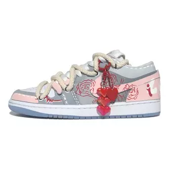 Кроссовки Air Jordan 1 Vintage Basketball Shoes Women's Low-top Heather Gray/Dusty Pink, светло-серый