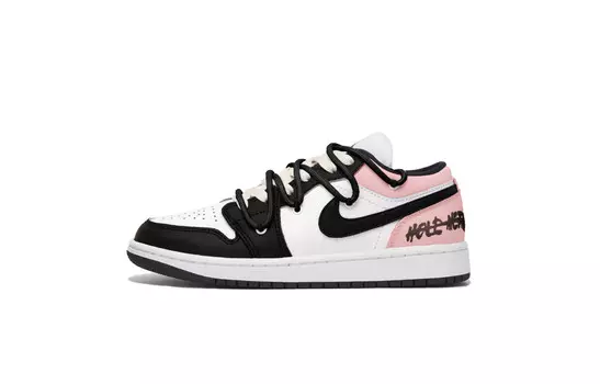 Кроссовки Air Jordan 1 Vintage Basketball Shoes Women's Low-top Core Black / Cloud White / Team Shock Pink 2, черный