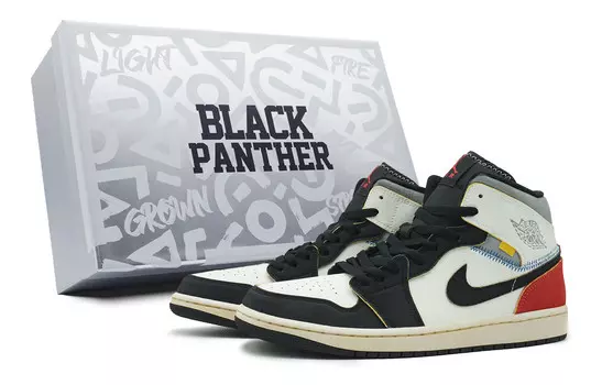 Кроссовки Air Jordan 1 Vintage Basketball Shoes Men Mid-top Black/White/Red, черный