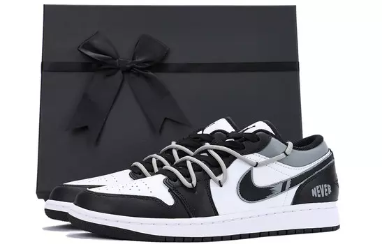 Кроссовки Air Jordan 1 Vintage Basketball Shoes Men Low-top Gray, черный/серый