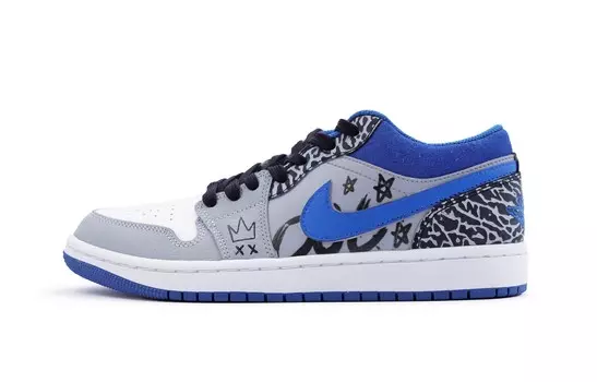 Кроссовки Air Jordan 1 Vintage Basketball Shoes Women's Low-top White/blue, белый/синий