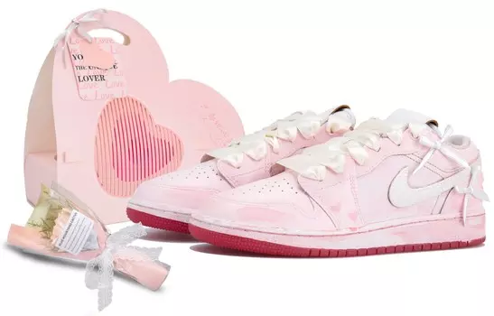 Кроссовки Air Jordan 1 Vintage Basketball Shoes Women's Low-top White/pink, розовый