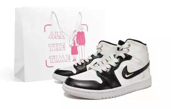 Кроссовки Air Jordan 1 Vintage Basketball Shoes Women's Mid-top Black/White, цвет Apricot
