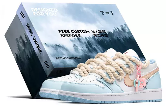Кроссовки Air Jordan 1 Vintage Basketball Shoes Women's Low-top Blue/pink, голубой