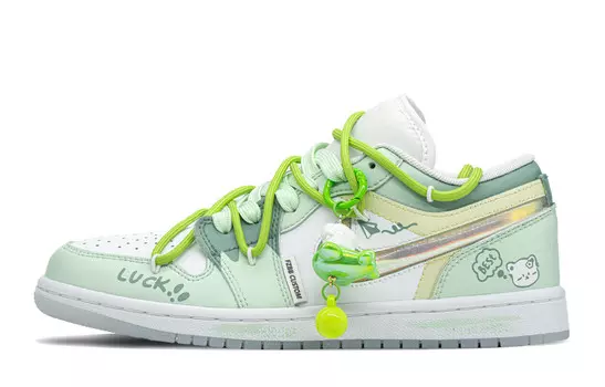 Кроссовки Air Jordan 1 Vintage Basketball Shoes Women's Low-Top White/Green