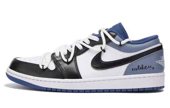 Кроссовки Air Jordan 1 Vintage Basketball Shoes Men Low-top White, синий