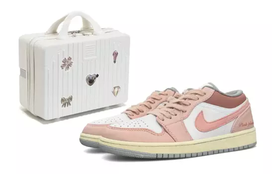 Кроссовки Air Jordan 1 Vintage Basketball Shoes Women's Low-top White, розовый
