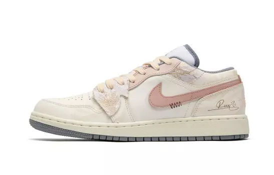 Кроссовки Air Jordan 1 Vintage Basketball Shoes Men Low-top Beige/White, слоновая кость