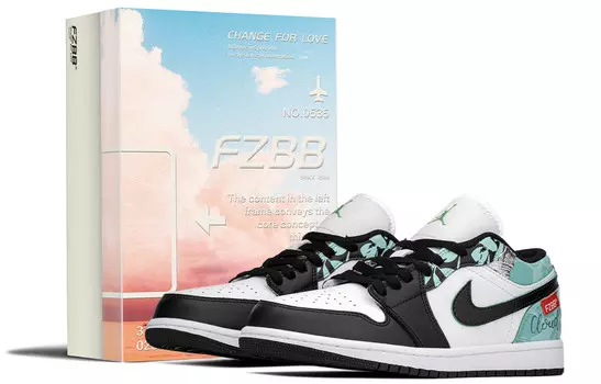 Кроссовки Air Jordan 1 Vintage Basketball Shoes Women's Low-top Black/Blue, синий/черный