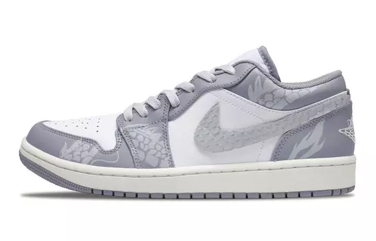 Кроссовки Air Jordan 1 Vintage Basketball Shoes Men Low-top White, светло-серый