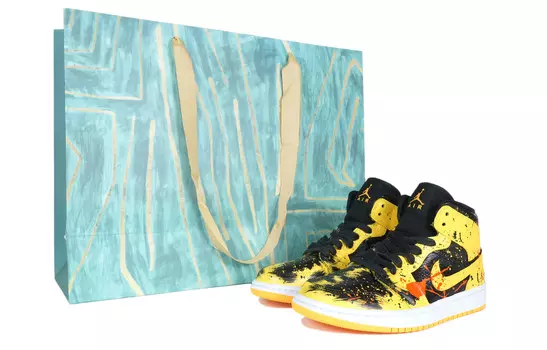Кроссовки Air Jordan 1 Vintage Basketball Shoes Unisex Mid-top Yellow/black, желтый