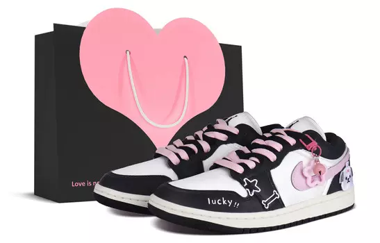 Кроссовки Air Jordan 1 Vintage Basketball Shoes Women's Low-top Pink, черный