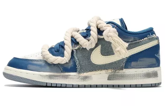 Кроссовки Air Jordan 1 Vintage Basketball Shoes Women's Low-top Denim Blue, синий