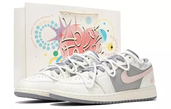 Кроссовки Air Jordan 1 Vintage Basketball Shoes Women's Low-top Off-white/pink, цвет Off White