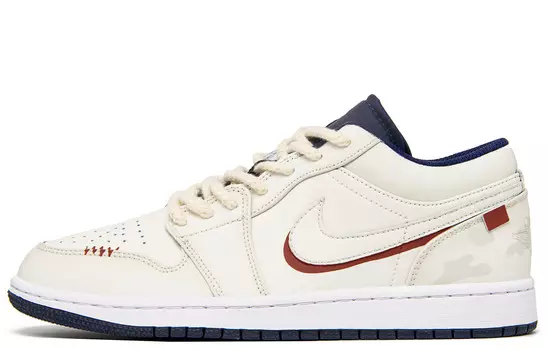 Кроссовки Air Jordan 1 Vintage Basketball Shoes Men Low-top Beige/Red, цвет Off White