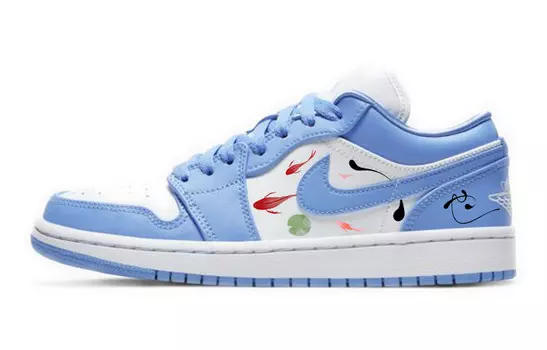 Кроссовки Air Jordan 1 Vintage Basketball Shoes Women's Low-top White/blue, синий