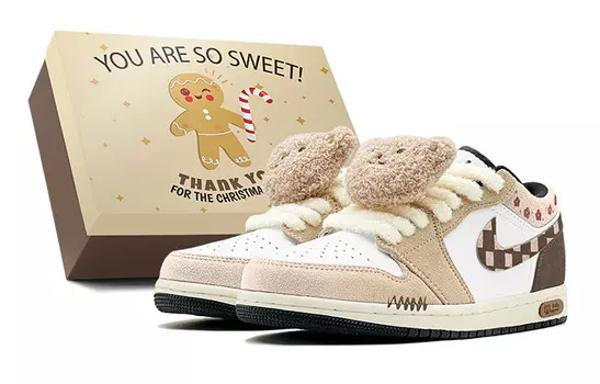 Кроссовки Air Jordan 1 Vintage Basketball Shoes Women's Low-top Red, коричневый