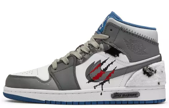 Кроссовки Air Jordan 1 Vintage Basketball Shoes Women's High-top Grey/white, темно-серый