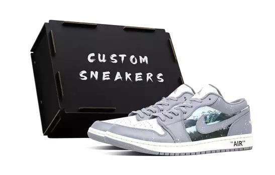 Кроссовки Air Jordan 1 Vintage Basketball Shoes Men Low-top Grey/white, серый/белый