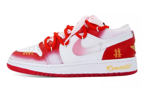 Кроссовки Air Jordan 1 Vintage Basketball Shoes Women's Low-top White/red, красный