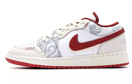 Кроссовки Air Jordan 1 Vintage Basketball Shoes Women's Low-top White/red, белый/красный
