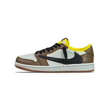 Кроссовки Air Jordan 1 Vintage Basketball Shoes Women's Low-top White/Brown/Gray, белый/коричневый/серый