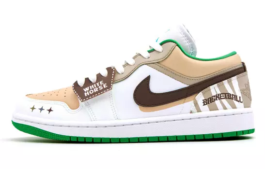 Кроссовки Air Jordan 1 Vintage Basketball Shoes Women's Low-top White/Brown, цвет Customized