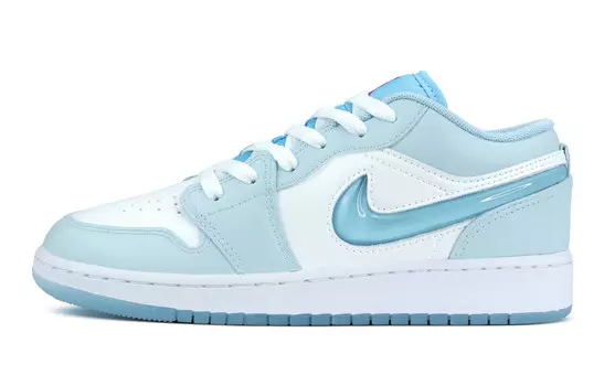 Кроссовки Air Jordan 1 Vintage Basketball Shoes Women's Low-Top White, голубой