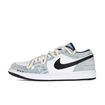 Кроссовки Air Jordan 1 Vintage Basketball Shoes Men Low-top White/blue/black, синий