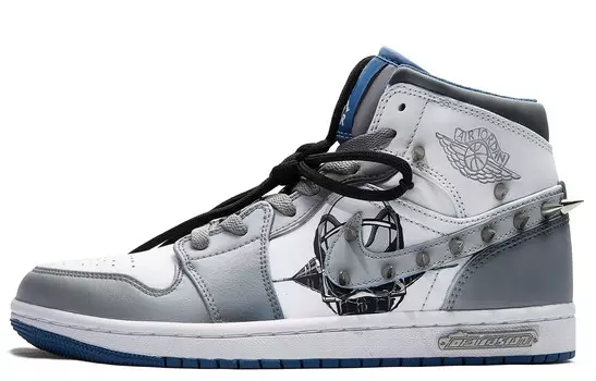 Кроссовки Air Jordan 1 Vintage Basketball Shoes Women's High-top Silver/Grey, серебряный