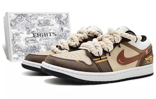 Кроссовки Air Jordan 1 Vintage Basketball Shoes Women's Low-top Beige/brown, коричневый