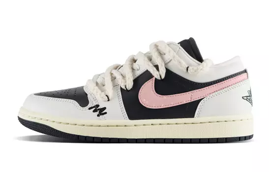 Кроссовки Air Jordan 1 Vintage Basketball Shoes Women's Low-top Black/white/pink, розовый