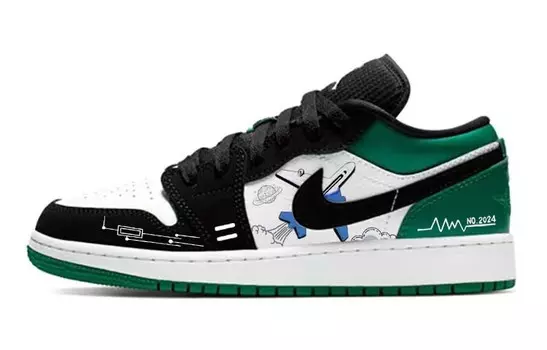 Кроссовки Air Jordan 1 Vintage Basketball Shoes Women's Low-top Green/black, зеленый