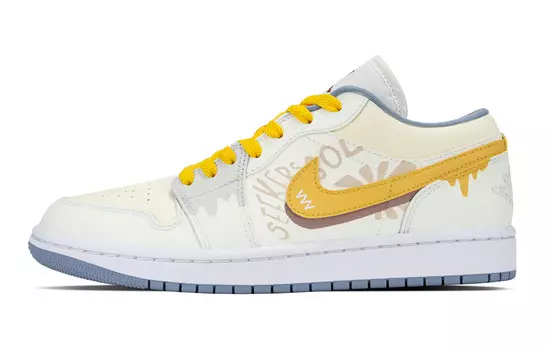 Кроссовки Air Jordan 1 Vintage Basketball Shoes Women's Low-top Yellow/White, желтый