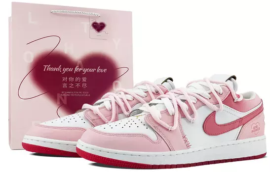Кроссовки Air Jordan 1 Vintage Basketball Shoes Women's Low-top Pink/white, белый