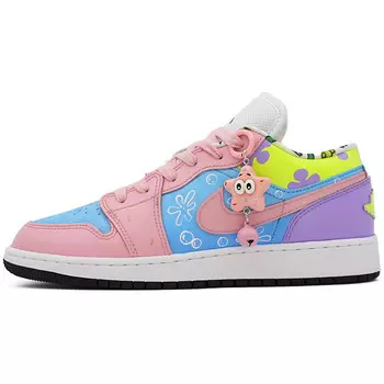 Кроссовки Air Jordan 1 Vintage Basketball Shoes Women's Low-top Purple/green/white, розовый