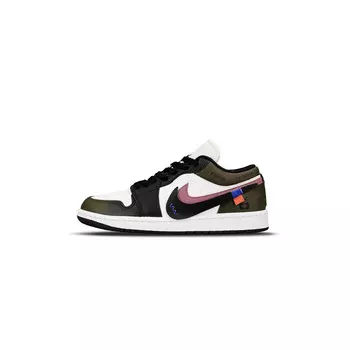 Кроссовки Air Jordan 1 Vintage Basketball Shoes Women's Low-top Aurora Black/Zero Metalic/Green Spark, черный/зеленый