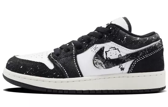 Кроссовки Air Jordan 1 Vintage Basketball Shoes Unisex Low-top White, черный