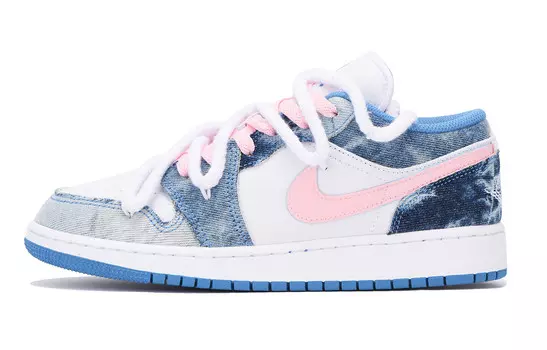 Кроссовки Air Jordan 1 Vintage Basketball Shoes Women's Low-top White, розовый
