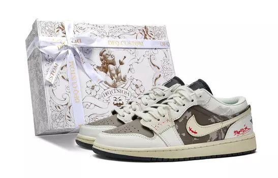Кроссовки Air Jordan 1 Vintage Basketball Shoes Women's Low-top Brown/Green, коричневый