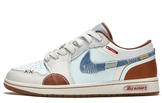 Кроссовки Air Jordan 1 Vintage Basketball Shoes Men Low-top White/blue, белый/синий