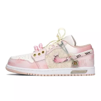 Кроссовки Air Jordan 1 Vintage Basketball Shoes Unisex Low-top White/beige/pink, розовый