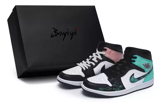 Кроссовки Air Jordan 1 Vintage Basketball Shoes Men Mid-top Pink/Green, зеленый